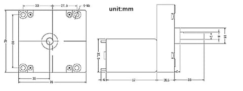 Heavy Duty Dc Geared Motor For Dishwasher Dispenser Detergent Pump 24V technical drawing with dimensions in mm