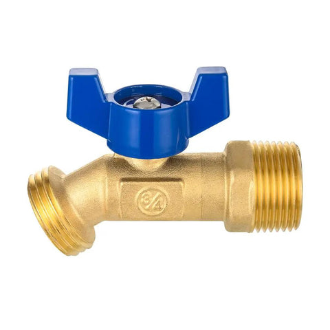 One Piece Three Quarter Inch Male NPT Inlet And Three Quarter Inch Male GHT Outlet Spigot With One Quarter Turn Valve For Quick On Off Outdoor Water Connection Sillcock Hose Bibb Connector Garden Hose GHT Outlet brass valve