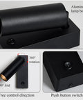 JGSYD Bedside Reading Lamp, Adjustable Metal Wall Light with aluminum body, 360° rotation, and push button switch.