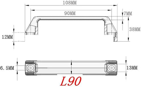 Diagram of handle for Two Sets 2020 Aluminum Extrusion Profile With Six Millimeter Slot Kit Including Door Handle Frame Hinges Zinc Alloy Hex Screws And T Nuts For DIY Projects Industrial Use Home Improvement