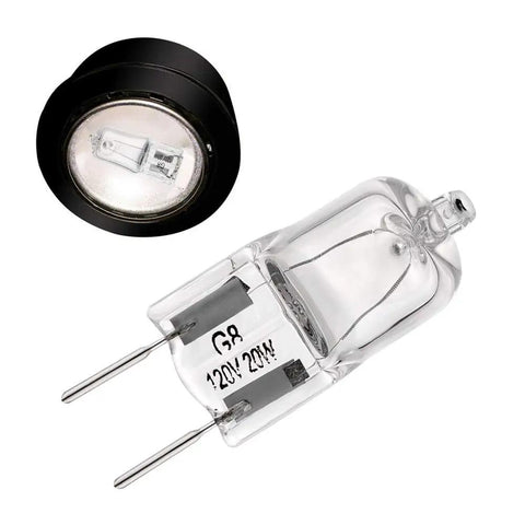 G8 Base 20W Halogen Light Bulbs 120V Under Cabinet Puck Replacements 1.38 Inch Length Bi Pin 360 Degree Beam Warm White 2700K
