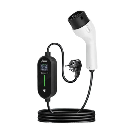 Top Shelf Heavy Duty Portable Ev Charger With Five Meter Cable Type 2 Iec 62196 Connector One Phase 16a And 32a Wallbox Plug For Electric Cars Easy All Night Charging Multi Layer Insulated Copper Wiring with display and plug.