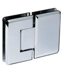 Beefed Up Heavy Duty 180 Degree Glass To Glass Hinge With 5 Degree Offset And Self Closing Within 25 Degrees Polished Chrome Finish