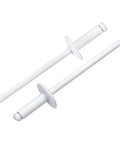 100 Pack Aluminum Blind Rivets 1/8 X 3/8 With Rugged Steel Mandrels And Broad Flanges Pro Shop Pick for white metal fasteners.