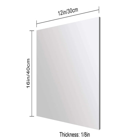 Silver mirror acrylic sheet, 12x16 inches, 1/8 inch thick, front view