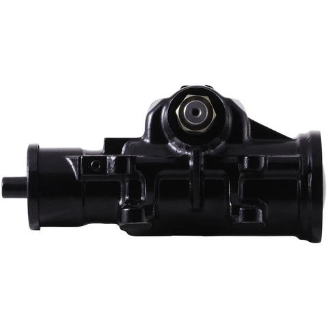 Heavy Duty Power Steering Gear for 1999 to 2007 Chevrolet and GMC 4WD 6.0 Liter showing side view with black finish and sector shaft.