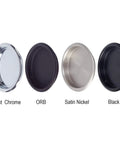 Four finishes of door pulls in bright chrome, ORB, satin nickel, and black for 4 Pack Closet Door Finger Pulls 2 1 8 Inch Black Round Insert Door Handle.
