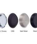 Six Pack Black Closet Door Finger Pulls Two And One Eighth Inch Opening Hole Five Sixteen Inch Depth Round Insert in various finishes