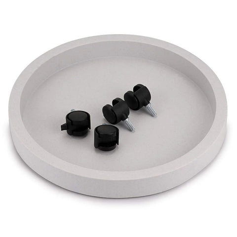 13 Inch Plant Caddy With Four Wheels For Heavy Planters And Deck Use, wheeled base and removable black wheels.