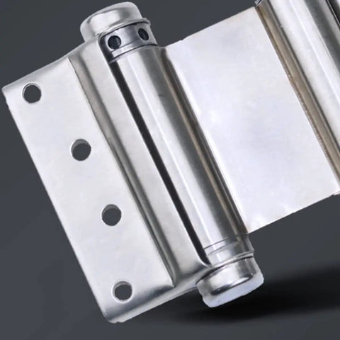 Stainless Steel Spring Hinge For Two Way Doors With Free Entry And Exit Double Sided Indoor And Outdoor Opening Automatic Rebound And Adjustable Closing Speed Easy Install Durable Auto Close Hardware close-up view