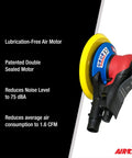 Pneumatic Orbital Palm Sander With Central Vacuum For Dust Busting Finishing 11,000 RPM Double Sealed Lubrication Free Air Motor