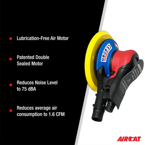 Pneumatic Orbital Palm Sander With Central Vacuum For Dust Busting Finishing 11,000 RPM Double Sealed Lubrication Free Air Motor