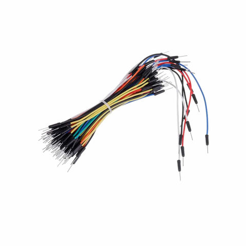 Colorful bundle of 65 jumper wires from Ultimate Dope Breadboard And PCB Prototyping Kit With 2 Large 830-Hole And 2 Medium 400-Hole Boards