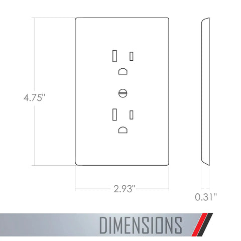 Dimensions of Masque 2000 Series 1 Gang Nonmetallic Decorator Style Duplex Cover Up Wall Plate White 5 Pack Paintable To Match Walls