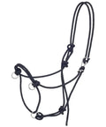 Rope Halter Side Pull Training Combo For Horses With Free Moving Chin Ring And Dual Rein Rings Durable Poly Nylon Rope Easy On Off Design
