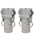 2 Pack Aluminum Cam Lock Fittings 2 Inch Cam And Groove Hose Connector Part C Female Coupling Multi Serrated Hose Shank