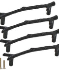 Large Vintage Tree Twig Branch Cabinet Knobs 4 Pack Zinc Alloy Drawer Pull Handles For Farmhouse Cabin Mountain Home Kitchen Cupboard Wardrobe 5 Inch Hole Distance Black Durable Zinc Alloy Construction For Long Lasting Use And Easy Installation