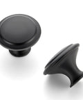 60 Pack Matte Black Kitchen Cabinet Knobs One And A Quarter Inch Round Drawer Pulls Flat Black Stainless Steel