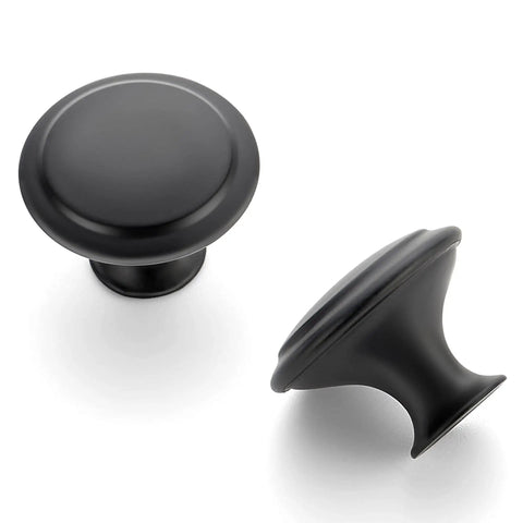 60 Pack Matte Black Kitchen Cabinet Knobs One And A Quarter Inch Round Drawer Pulls Flat Black Stainless Steel