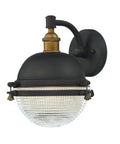 Portside Wall Sconce In Oil Rubbed Bronze And Antique Brass Finish With Prismatic Glass Shade For Hallways And Bedrooms