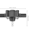 No Sweat Self Priming Drill Transfer Pump For Water And Fluids Portable Lightweight Plastic Tool top view with dimensions shown.