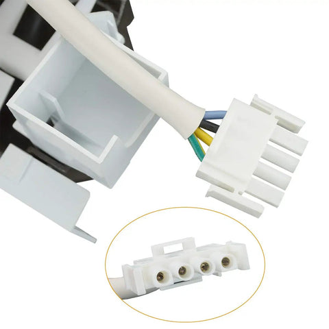 Close-up of wiring harness in Ice Maker Assembly Replacement For Refrigerators 241798231 Easy Install Replaces 5303320545 AP6332951