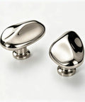 Slick Titanium Silver Pebble Cabinet Knobs 1.53 Inch Irregular Oval Zinc Alloy Drawer Pulls Polished Chrome Modern Hardware