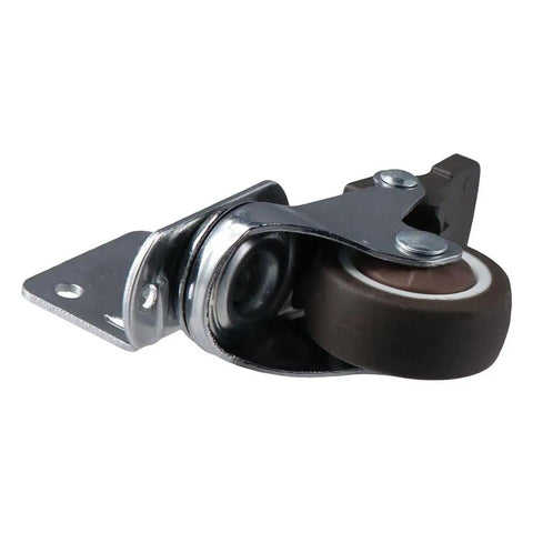 Beefy Side Mount Caster Wheels With Brake Set Of 4 1.25 Inch L-Shape TPR Plate Small Furniture Casters close-up view