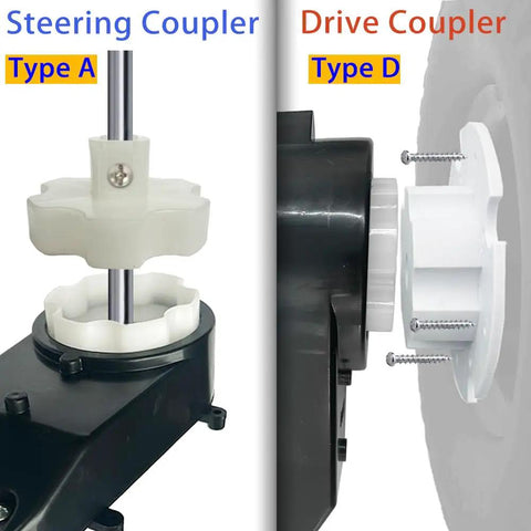 6Pcs Rubber Tire Coupler Connectors And Steering Motor Gearbox Adapter Kid Friendly Upgrade Kit dual coupler setup