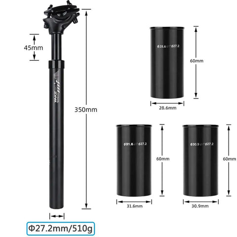 Suspension Bike Seat Post 27.2x350mm With Shock Absorber Built To Soak Up Bumps Aluminum Alloy MTB Road BMX Seatpost Kit With 3 Spacer Sizes 28.6mm 30.9mm 31.6mm
