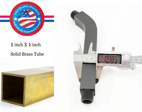 Square Shower Arm With Anti Scratch O Ring Flange, Solid Brass Eight Inch Wall Mount Extension, measured and brass tube