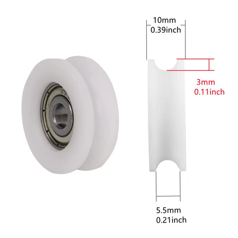 4 Pack U Shape Groove Bearing Pulleys 30x10x6mm Nylon Wheel For Track Sliding Doors And Windows Transmission Parts Durable Double Groove Bearing For Quiet Smooth And Parallel Movement, white 30x10x6mm U-groove pulley with 6mm bore