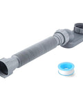 Low Profile 1 1/2 Inch P Trap With Flexible Bathtub Drain Pipe, flat freestanding tub drain, gray flexible pipe with fittings