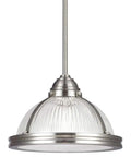 Pratt Street Prismatic One Light Pendant With Clear Textured Glass And Brushed Nickel Finish, Adjustable Three 12 Inch And One 6 Inch Stem Kit