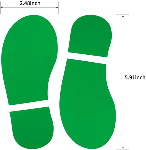 Green footprint stickers from 45 Pairs 90 Footprint Floor Stickers Set For Classrooms And Dance Studios waterproof PVC decals