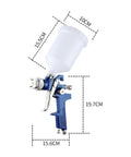 Heavy Duty Handheld Airbrush Kit With Three Precision Nozzles For A Smooth As Butter Spray Gun Finish Featuring Easy Setup And Durable All Copper Flow Cap Perfect For Stress Free Diy Painting On Furniture Cars And Bikes, showcasing dimensions.