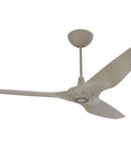 60 Inch Smart Indoor Ceiling Fan Featuring Fly Satin Nickel Blades And Built In Automated Sensors For Smooth Moves And Chill Vibes In Your Living Space, viewed from below.