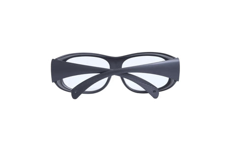 Built Tough Laser Protection Goggles Offering Ridiculous OD6 Plus Shielding For 2940 Nm Erbium Medical Lasers Featuring Drop Dead Solid Polycarbonate Frames In True Black Finish - front view