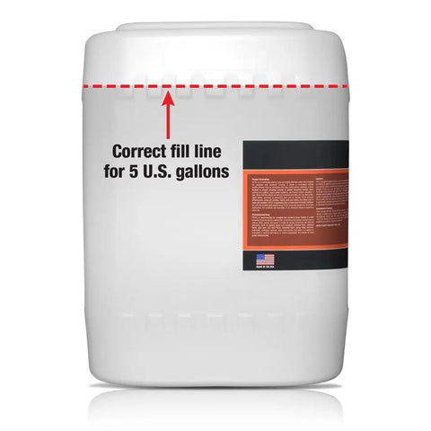 No Sweat Zero VOC Penetrating Concrete Sealer For Unsealed Masonry Block And Brick, 5-gallon container showing fill line.