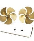 Beefed Up Five Blade Copper Propeller Set For RC Boats With 24mm And 25mm Diameter, 5.2mm Hub, 2mm And 3mm Shaft Holes