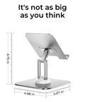 Side view of adjustable desk tablet stand with rotating display durable Al Ti alloy holder for iPad and Kindle fits 4.7 to 12.9 inch tablets switch and iPhone 2026 upgrade anti slip perfect gift for home office