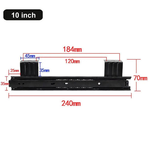 Heavy Duty Drawer Slides 2 Pack Full Extension Ball Bearing Slides With Soft Close For Keyboard Extensions, dimensions labeled