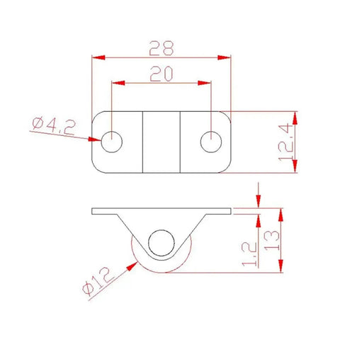 16 Piece Heavy Duty Half Inch Straight Casters With Silent Rubber Wheels Deliver Smooth Gliding Action For Furniture And Storage Boxes detailed dimensions drawing.