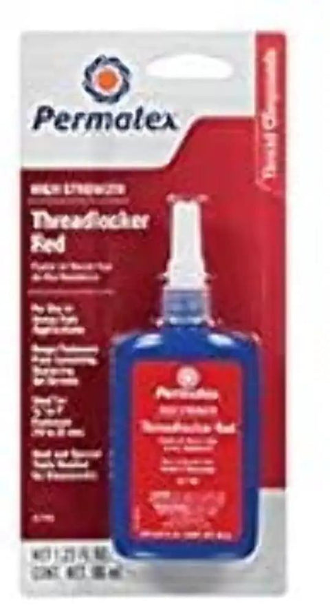 Front view of Red Thread Locker Adhesive 1.22 Oz High Strength Seal For Screws And Bolts Prevents Loosening Under Vibration package