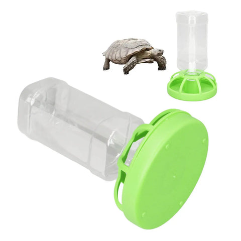 Slick Automatic Reptile Water Bowl And Tortoise Water Dish Featuring Rock Solid Plastic Build For Hassle Free Hydration For Turtles Lizards And Your Chill Pets with detachable refill bottle