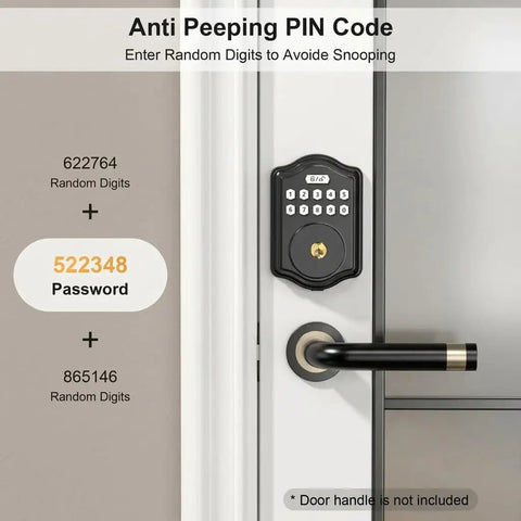 Keyless Entry Door Lock With Electronic Keypad And Voice Guidance Smart Deadbolt Auto Lock Anti Peeping Password Backlit Display No Sweat Home Install For Front Doors