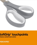 Close-up of Workhorse All Purpose Scissors With SoftGrip Ergonomic Handles showing comfort design for sharp precise cuts