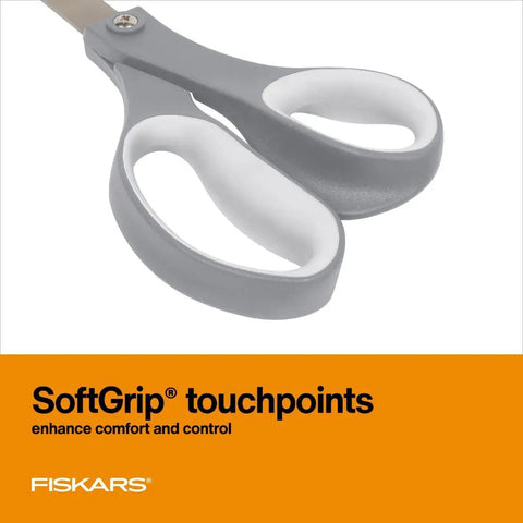 Close-up of Workhorse All Purpose Scissors With SoftGrip Ergonomic Handles showing comfort design for sharp precise cuts