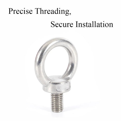 4 Pack 316 Stainless Steel Lifting Ring Eyebolts M6 Threaded Eyebolts For Swing Sets And Tie Downs Rust Resistant Heavy Duty Eyebolt Kit For Indoor Outdoor Use In Machinery Hardware, single eyebolt close-up