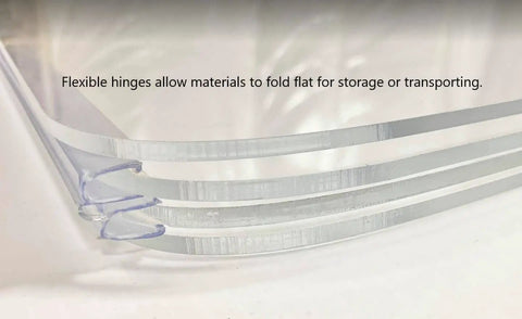Flexible clear PVC living hinges for easy storage, part of the Super Flexible Clear PVC Living Hinge 4 Pack 24 Inches Long.